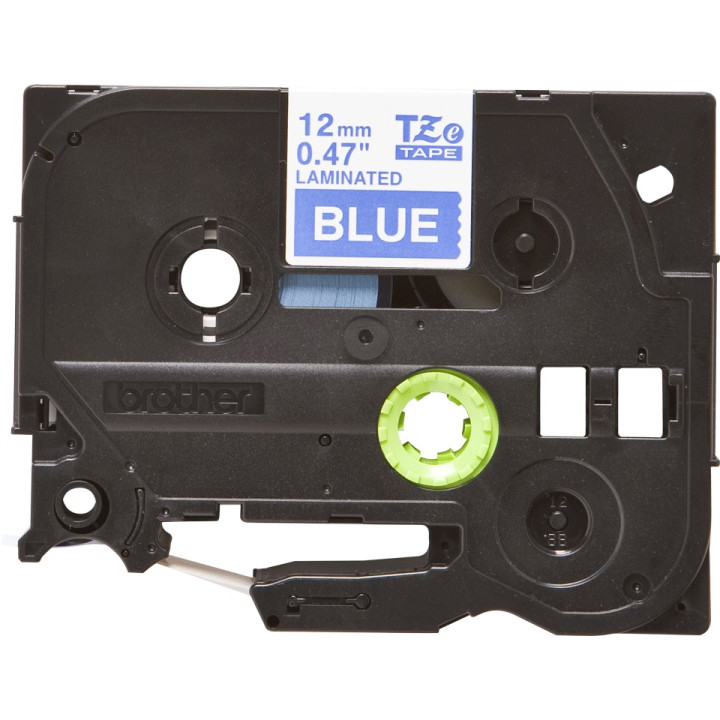 Original Brother Laminated Tape White on Blue TZE535 for E105, E110, H100, H101, H105, H110, H111, P300, 128, 200, 1000, 1010, 1
