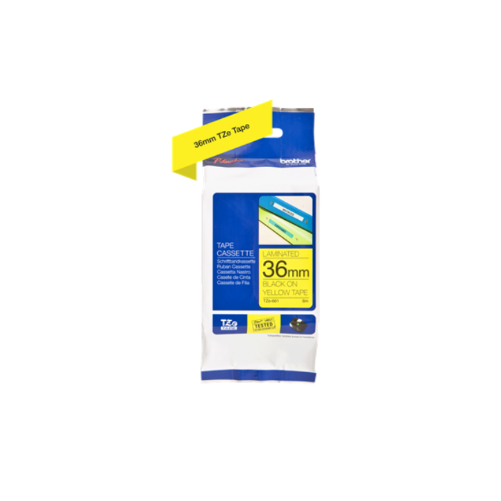 Eredeti Brother Fekete sárga laminált szalag TZE661 36mm 530|550|3600|9200|9400|9500|9600|9700|9800|D800|E800|P900|P910|P950 mod
