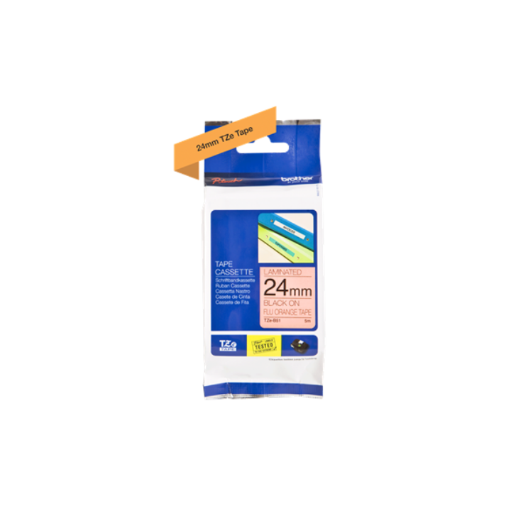 Banda laminata Original Brother Black on Orange fl., TZEB51, pentru D600|E500|E550|H500|P700|P710|P750|330|350|520|580|1400|1500