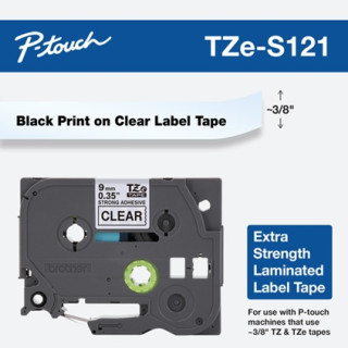 Banda laminata Original Brother Black on Clear, TZES121, pentru E105|E110|H100|H101|H105|H110|H111|P300|128|200|1000|1010|1090|1