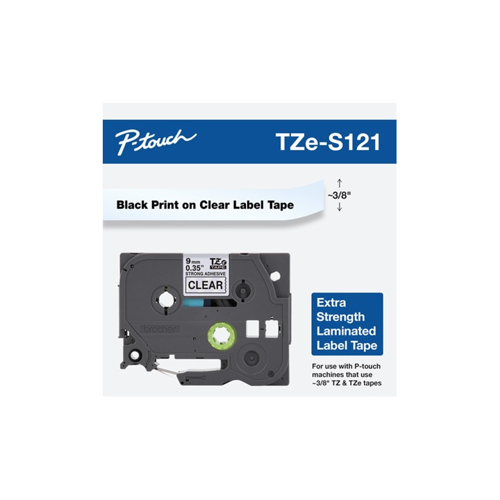 Banda laminata Original Brother Black on Clear, TZES121, pentru E105|E110|H100|H101|H105|H110|H111|P300|128|200|1000|1010|1090|1