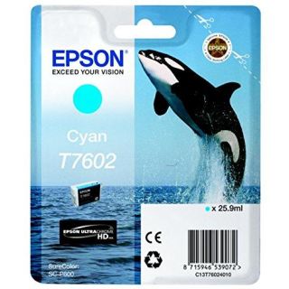 Оригинален мастилен картридж Epson Cyan T7602 за Epson SureColor SC-P600 25.9ml "C13T76024010"