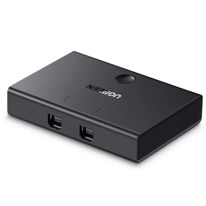 SWITCH USB MEGOSZTÁS Ugreen "30345" USB portok: USB-B x 2, csatlakozás USB 2.0, 1,5 m kábel tartozék, kapcsoló gomb, PC LED, fek