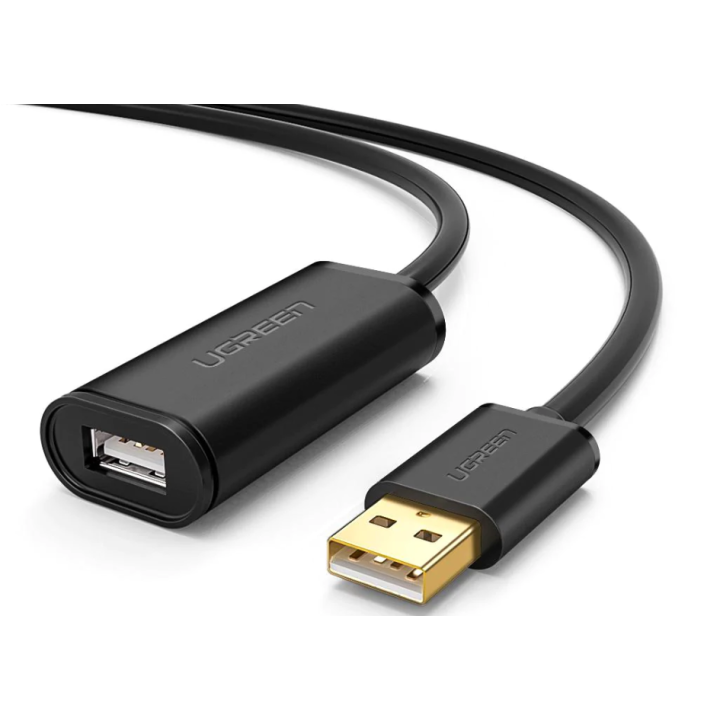 CABLU USB Ugreen prelungitor, "US121" USB 2.0 (T) la USB 2.0 (M), conectori auriti, 10m, negru, "10321" (timbru verde 0.18 lei) 