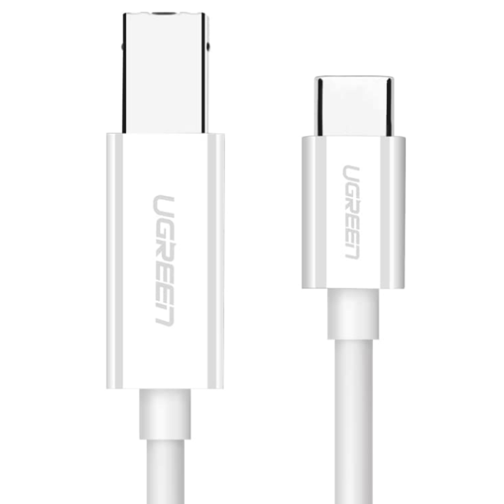 USB кабел Ugreen за принтер "US241" USB Type-C (T) към USB 2.0 Type-B (T) 1.5м бял "40417" - 6957303844173