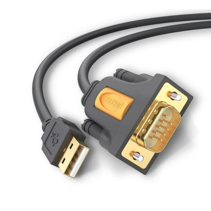 UGREEN USB Adapter Cable "CR104" USB 2.0 (T) to Serial DB9M (9-pin) (RS232) (T) 1m Black "20210" - 6957303822102