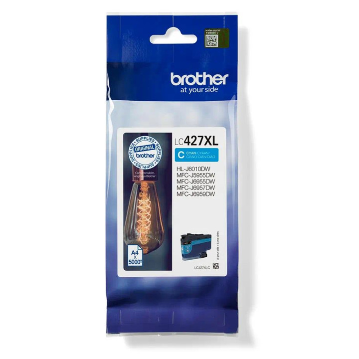Original Brother Cyan Ink Cartridge LC427XLC for MFC J5955 | MFC J6955 | MFC J6957, 5K pages.