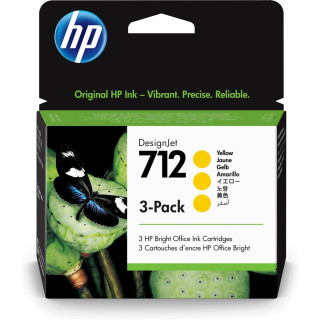 Tri-Pack Original HP Yellow, nr.712, pentru DesignJet Studio 24|Studio 36|T230|T250|T630|T650, 29ml, (timbru verde 0.45 lei), "3