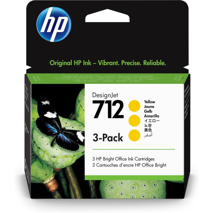 Tri-Pack Eredeti HP Sárga nr.712 a DesignJet Studio 24|Studio 36|T230|T250|T630|T650 29ml "3ED79A"