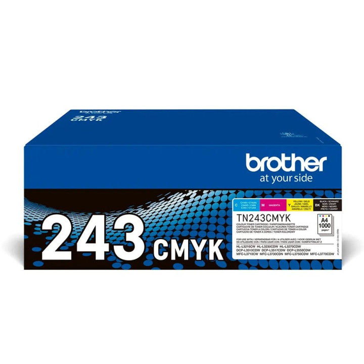 Combo-Pack Original Brother CMYK, TN243CMYK, pentru HL-L3210|L3270|DCP-L3510|L3550|MFC-L3730|L3770, 1K, (timbru verde 1.2 lei) ,