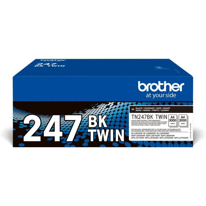 Dual-Pack Original Brother Black TN247BKTWIN for HL-L3210 | L3270 | DCP-L3510 | L3550 | MFC-L3730 | L3770 3K "TN247BKTWIN"