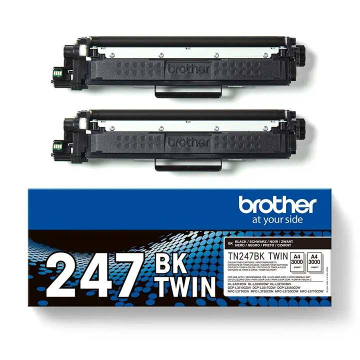 Dual-Pack Original Brother Black TN247BKTWIN for HL-L3210 | L3270 | DCP-L3510 | L3550 | MFC-L3730 | L3770 3K "TN247BKTWIN"