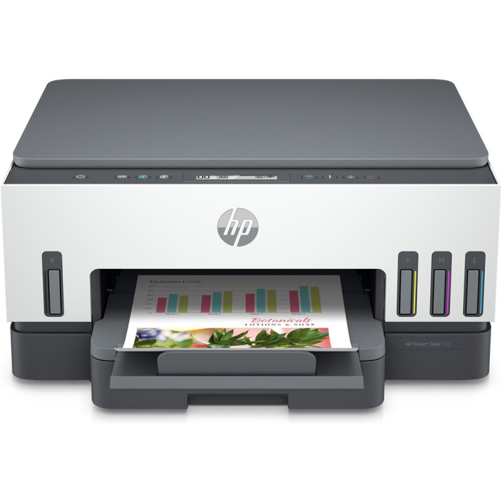Multifunkcionális Tintasugaras CISS Színes HP Smart Tank 720 Minden-egyben, A4, Funkciók: Nyomtatás|Szkennelés|Másolás, Fekete-f