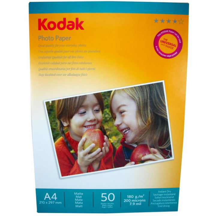 Hartie foto Kodak Matte A4, 180 g/mp, 50 coli