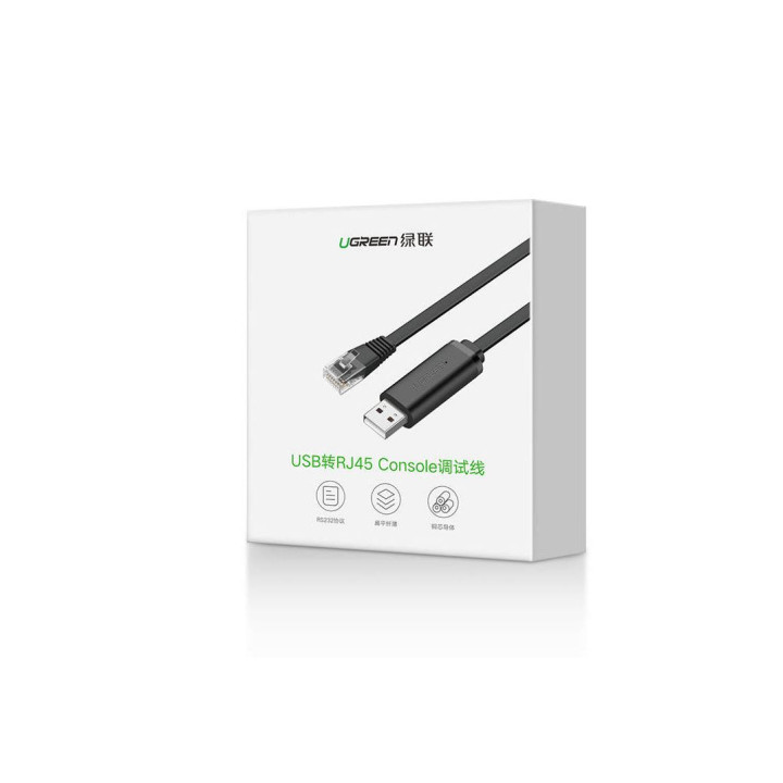 Ugreen USB Adapter Cable "CM204" USB 2.0 (T) to RJ-45 (T) 1.5m Black "50773" - 6957303857739