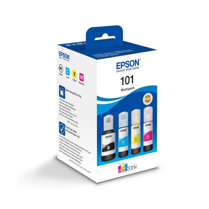 Комбо пакет оригинални Epson CMYK номер 101 за L4150|L4160|L6160|L6170|L6190 70mlx3+127mlx1 "C13T03V64A" (RAPO)