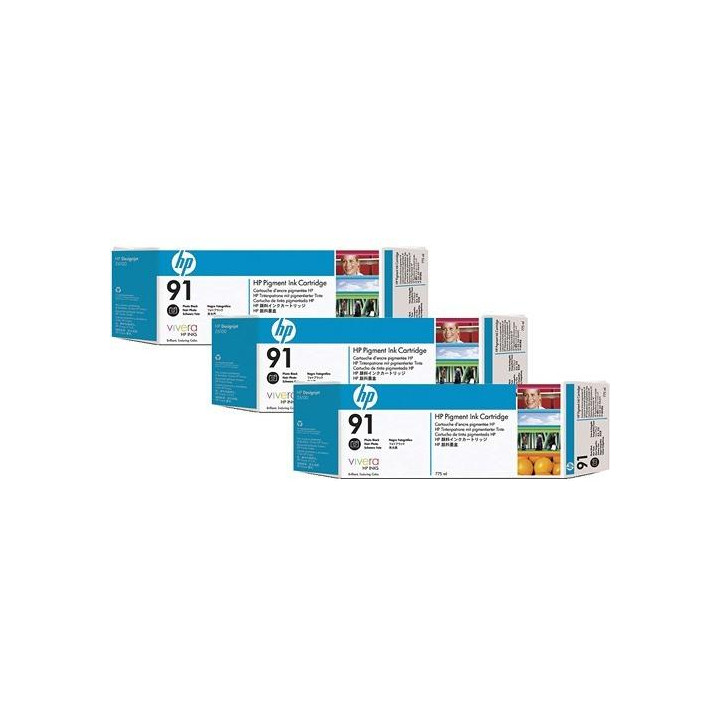 Tri-Pack Eredeti HP Fekete Fotó nr.91 a DesignJet Z6100-hoz 3x775ml "C9481A"
