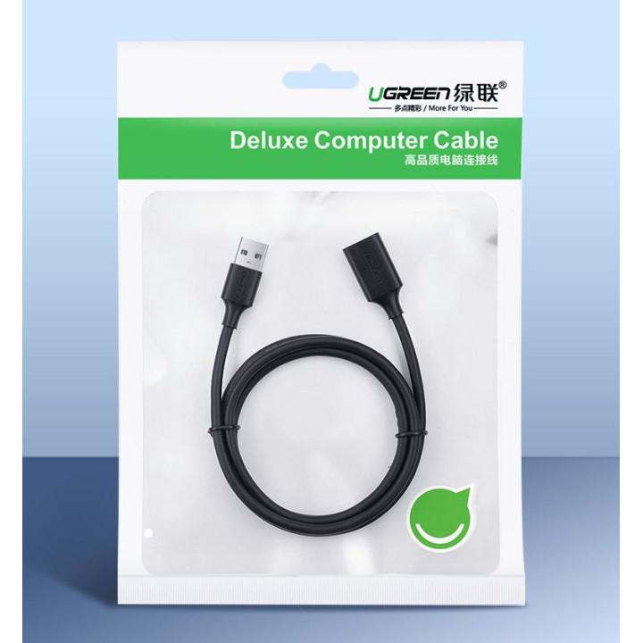 Ugreen USB Extension Cable "US129" USB (T) to USB (M) 5m Black "90722" - 6957303897223