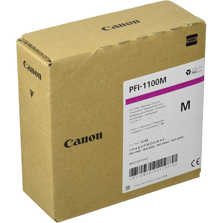 Original Canon Magenta Ink Cartridge PFI-1100M for IPF PRO-2000 | PRO-4000 | PRO-6000, 160ml NOPP "0852C001AA"