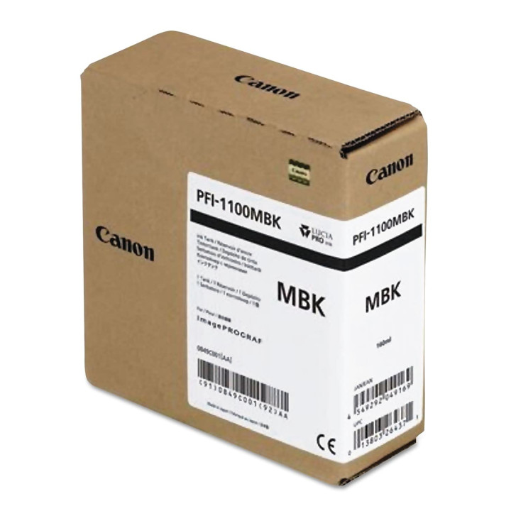 Original Canon Matte Black Ink Cartridge PFI-1100MBK for IPF PRO-2000 | PRO-4000 | PRO-6000, 160ml NOPP "0849C001AA"