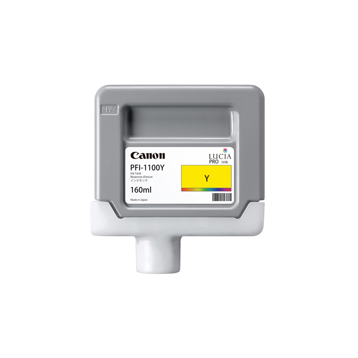Original Canon Yellow Ink Cartridge PFI-1100Y for IPF PRO-2000 | PRO-4000 | PRO-6000, 160ml NOPP "0853C001AA"